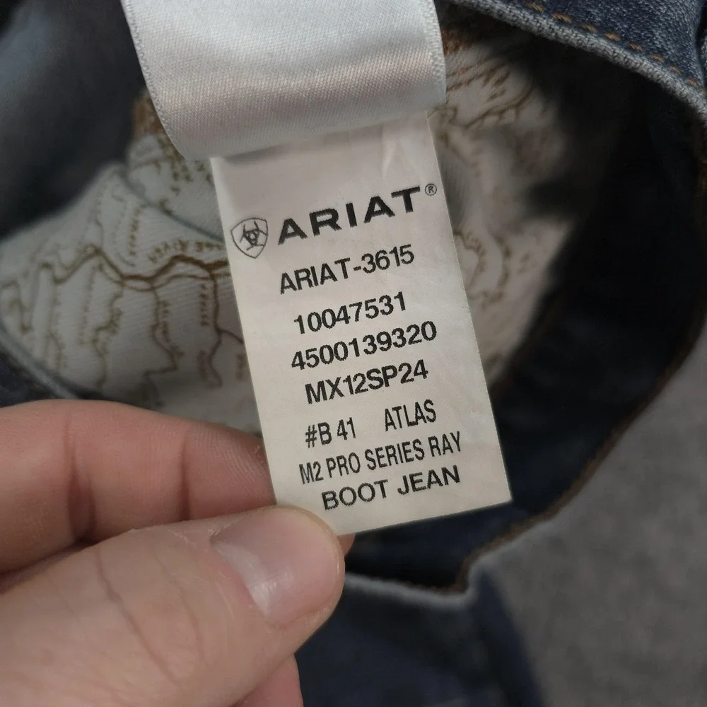 Ariat Jeans Mens 38x29 Blue M2 Pro Series Ray Relaxed Bootcut Stretch Denim